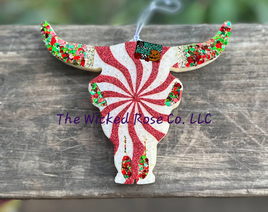 Swirl Bull Skull Car Freshie