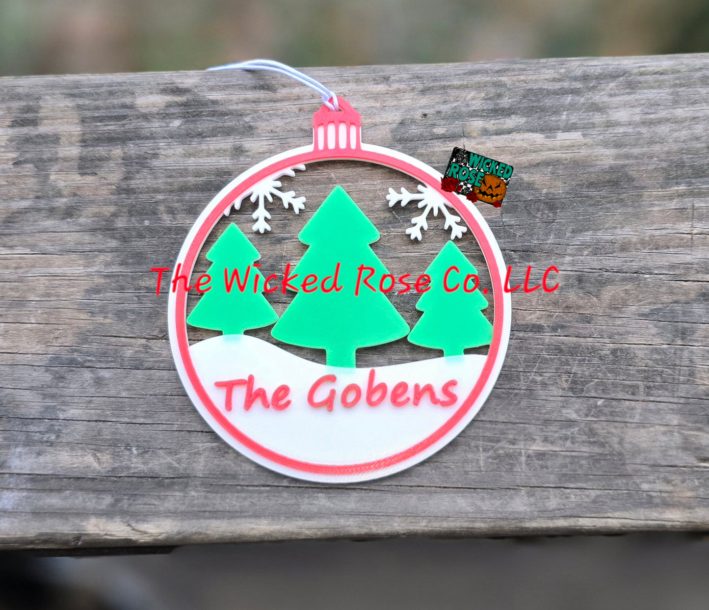 3D Printed Custom Family Name Christmas Ornament
