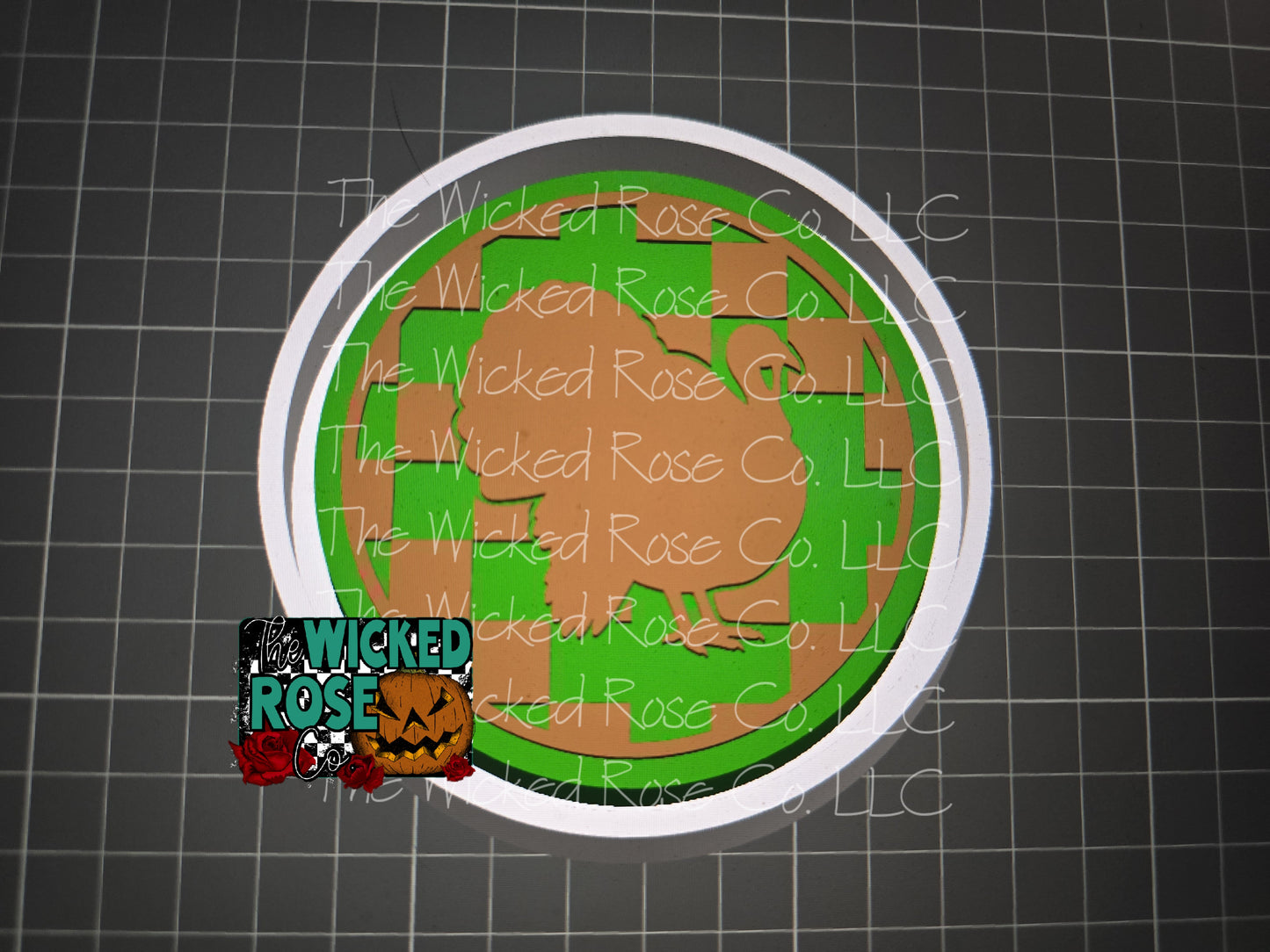 Checkered Turkey Circle Silicone Freshie Mold