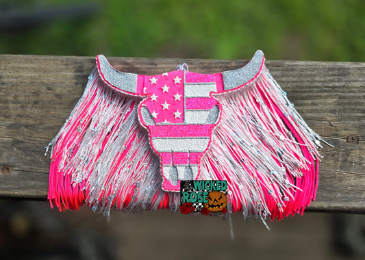 American Flag Bull Skull Car Freshie