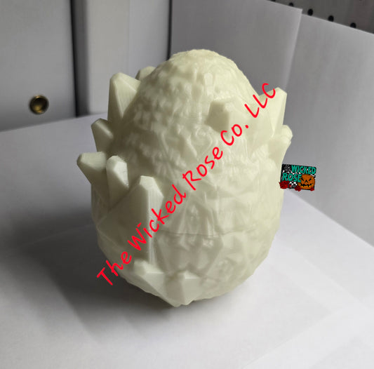 3D Printed Crystal Dragon Egg With Matching Articulated Crystal Dragon