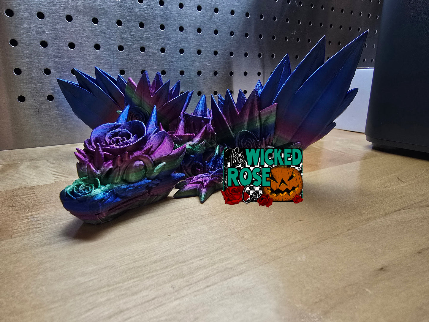3D Printed, Articulated, SINGLE COLOR Rose Winged Dragon