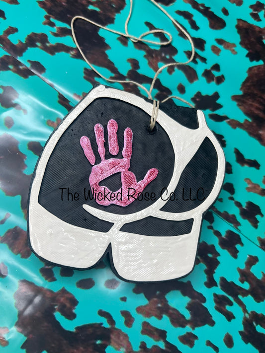Hand Print Hiney Car Freshie