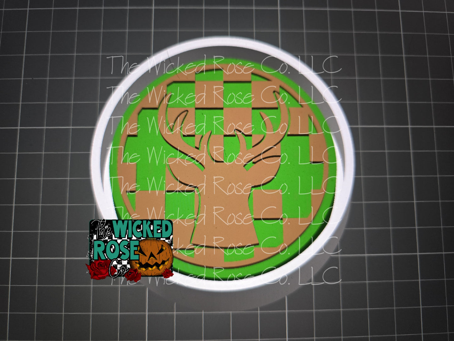 Checkered Buck Circle Silicone Freshie Mold