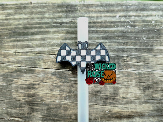 Checkered Bat Straw Topper