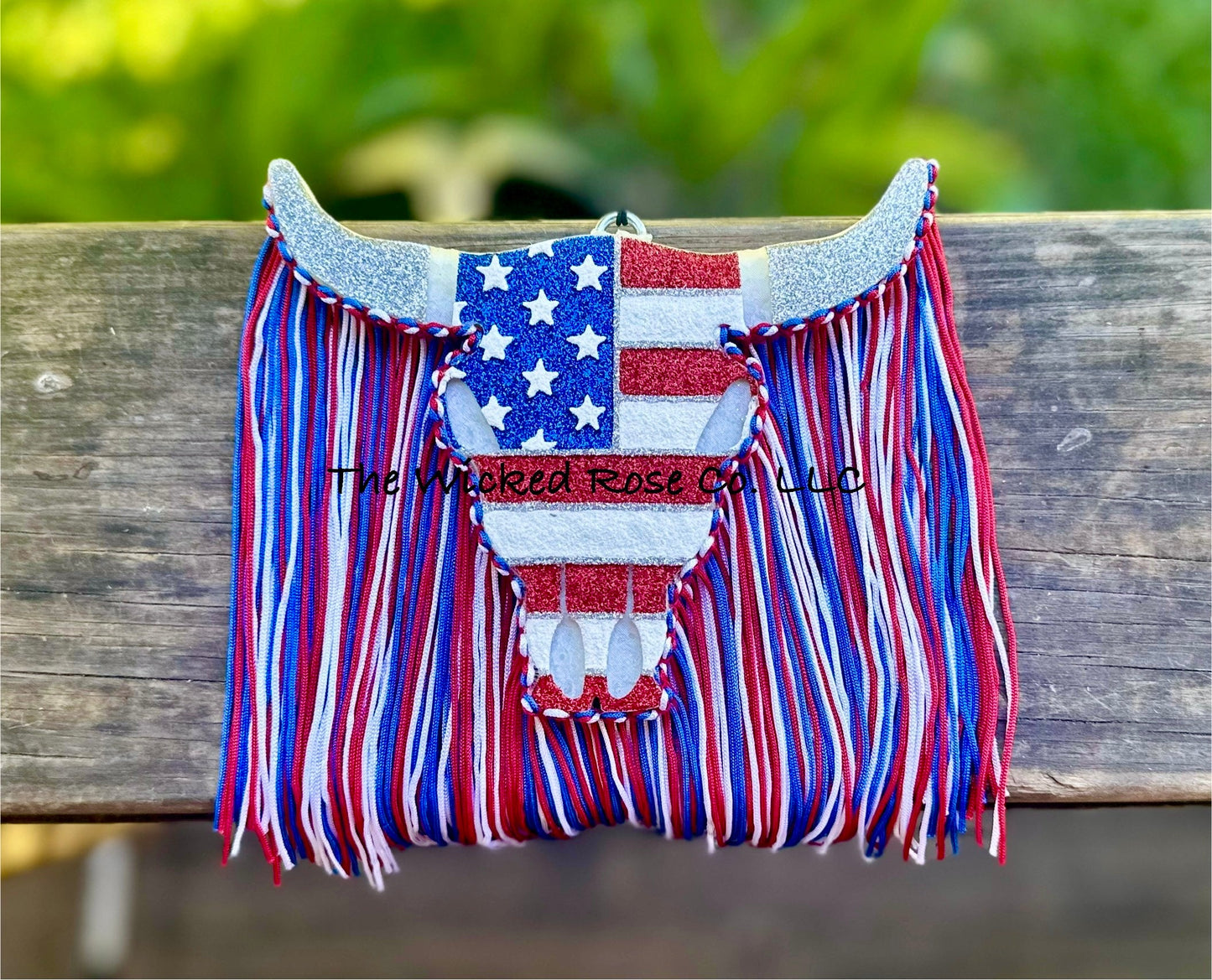 American Flag Bull Skull Car Freshie