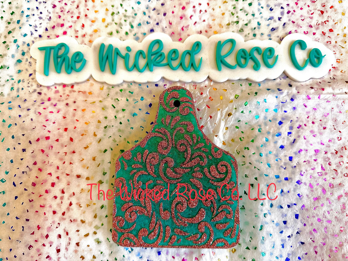 Tooled Leather Cow Tag Car Freshie
