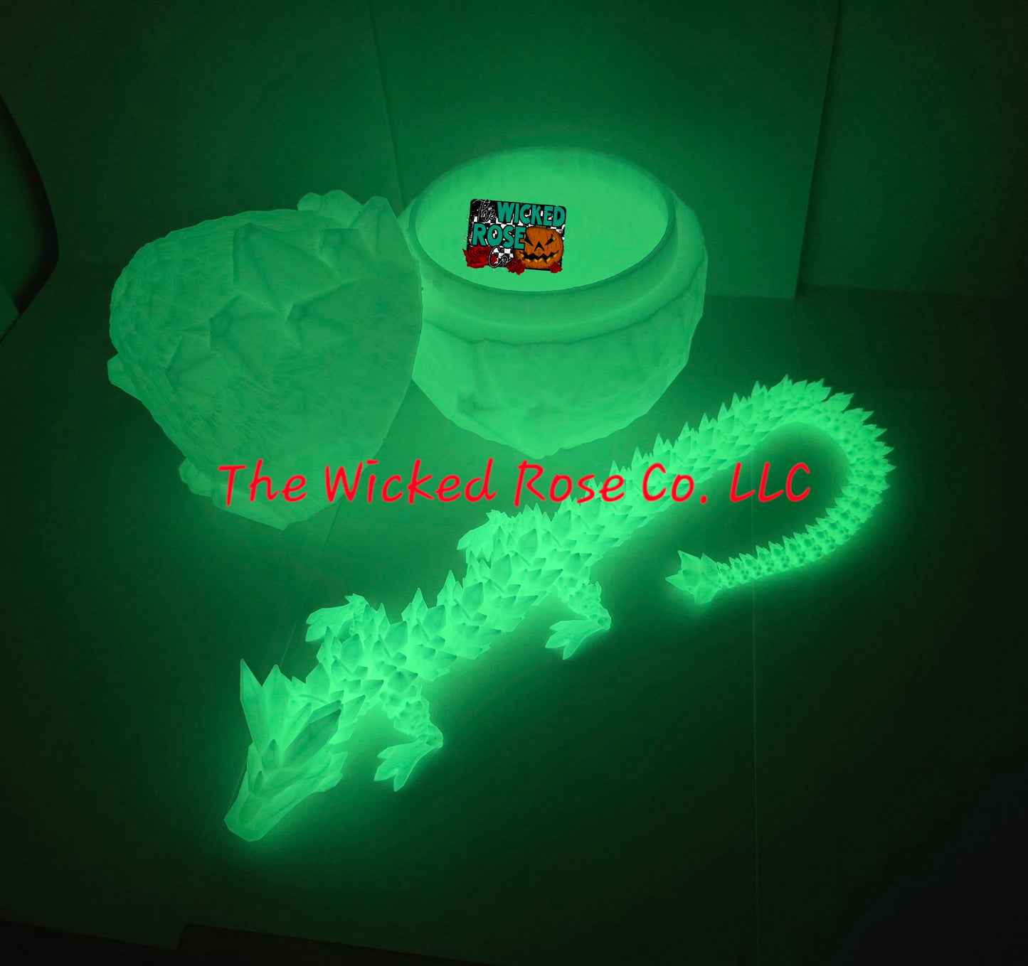 3D Printed Crystal Dragon Egg With Matching Articulated Crystal Dragon