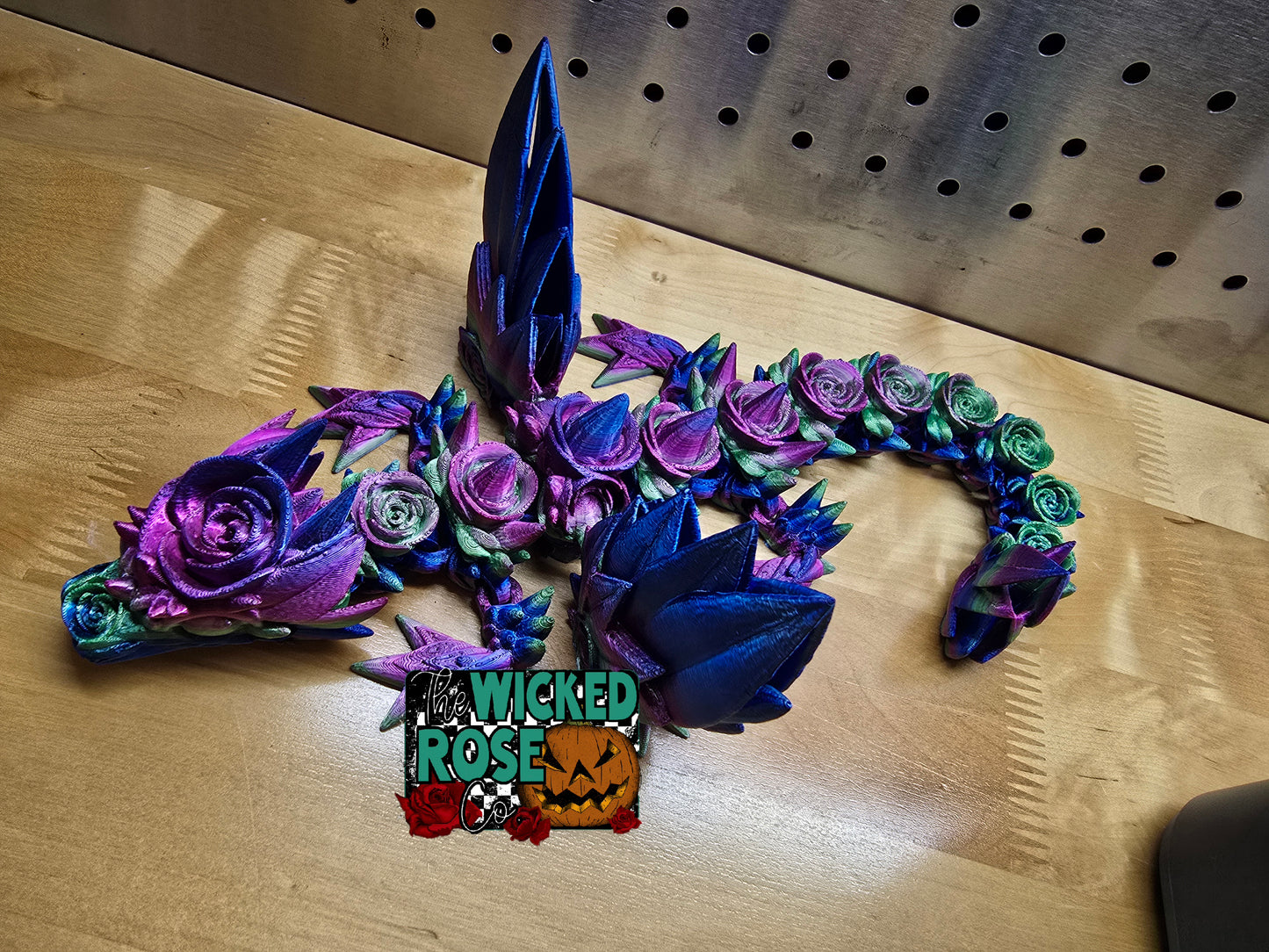 3D Printed, Articulated, SINGLE COLOR Rose Winged Dragon
