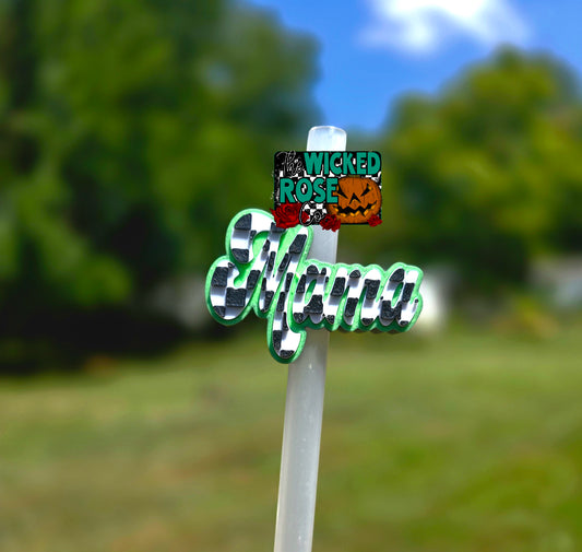 Checkered Mama Straw Topper