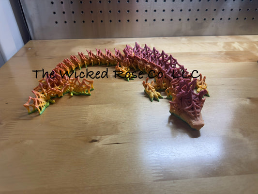 3D Printed SINGLE COLOR Articulated Spiderweb With Spiders Dragon