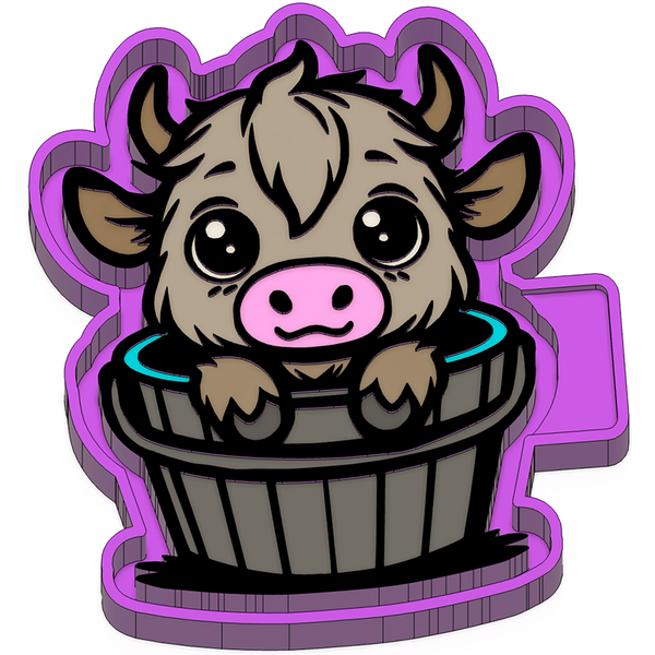 Baby Highland Cow In Bucket