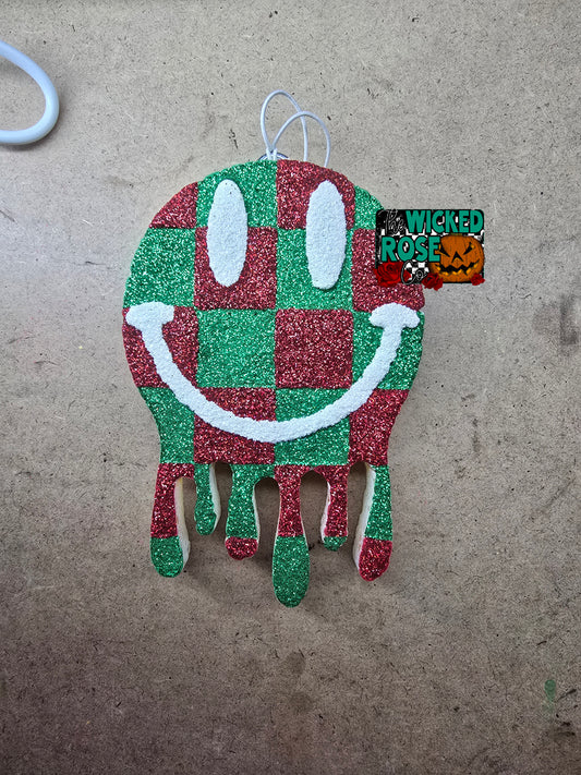 Checkered Smiley Face - Christmas Cookies