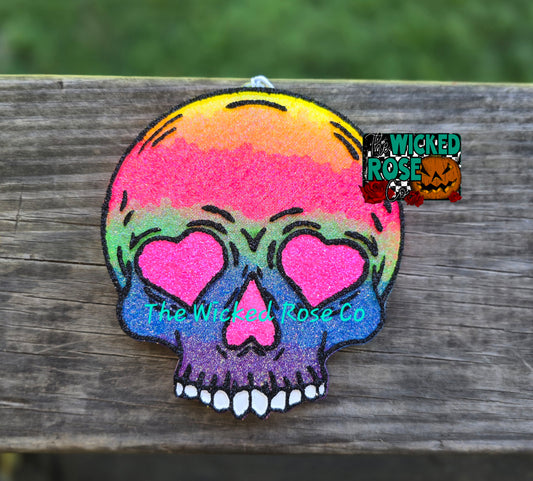 Rainbow Heart Eye Skull - American Honey
