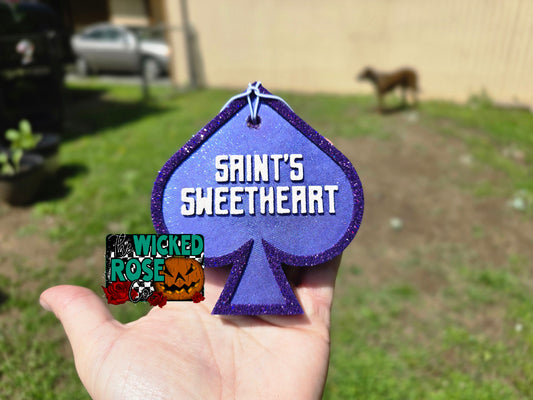 Saint's Sweetheart Spade Car Freshie