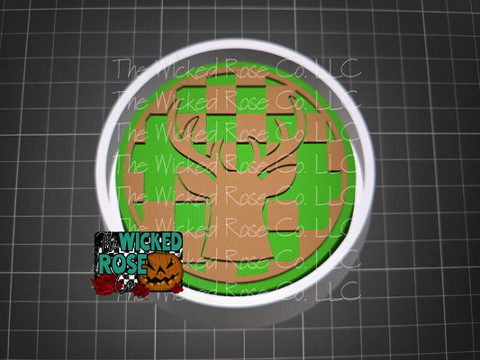 Checkered Buck Circle Silicone Freshie Mold