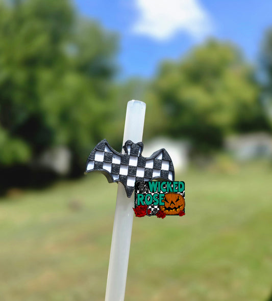 Checkered Bat Straw Topper