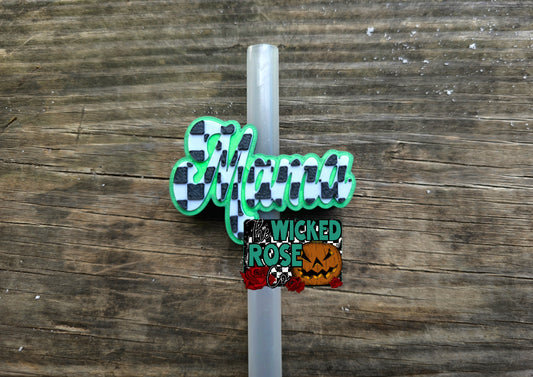 Checkered Mama Straw Topper