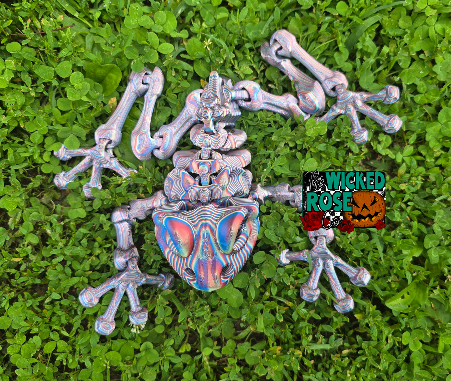 3D Printed, Articulated, Large Skeleton Frog