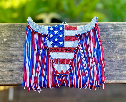 American Flag Bull Skull Car Freshie