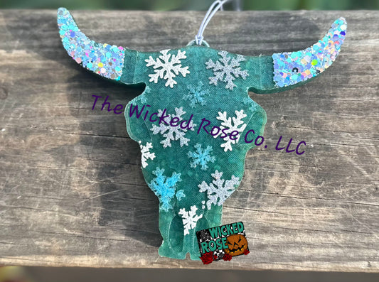Snowflake Bull Skull Car Freshie