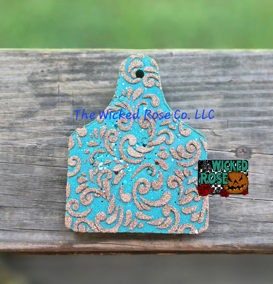 Tooled Leather Cow Tag - Fierce