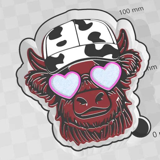 Highland Cow Heart Eyes Cow Print Cap