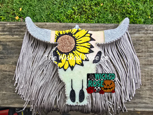 Sunflower Bull Skull Car Freshie