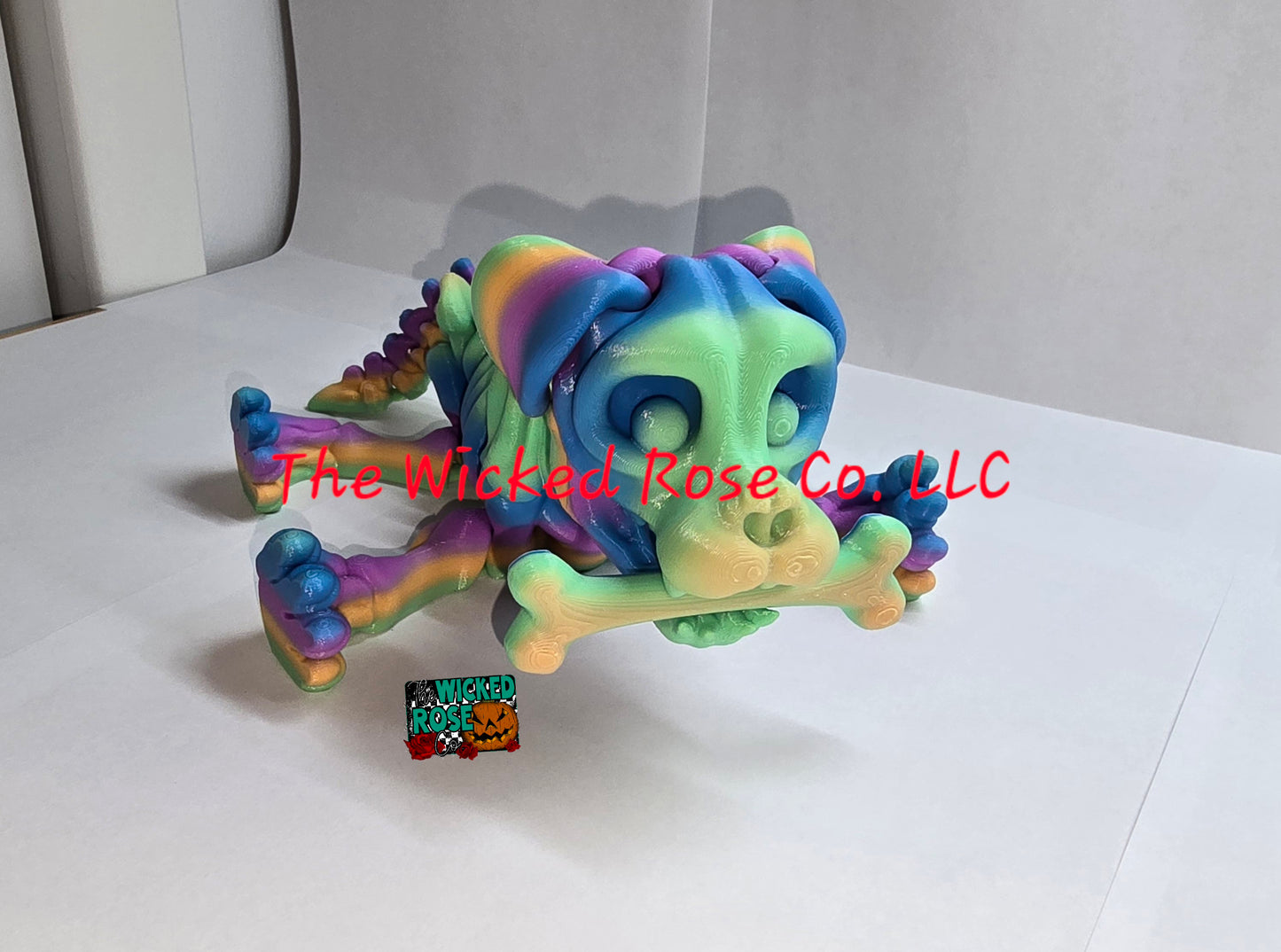 3D Printed Skeleton Puppy Dog With Bone