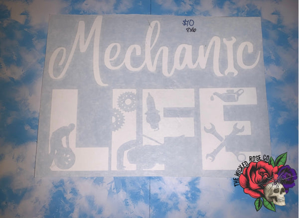 Mechanic Life Vinyl Window Decal