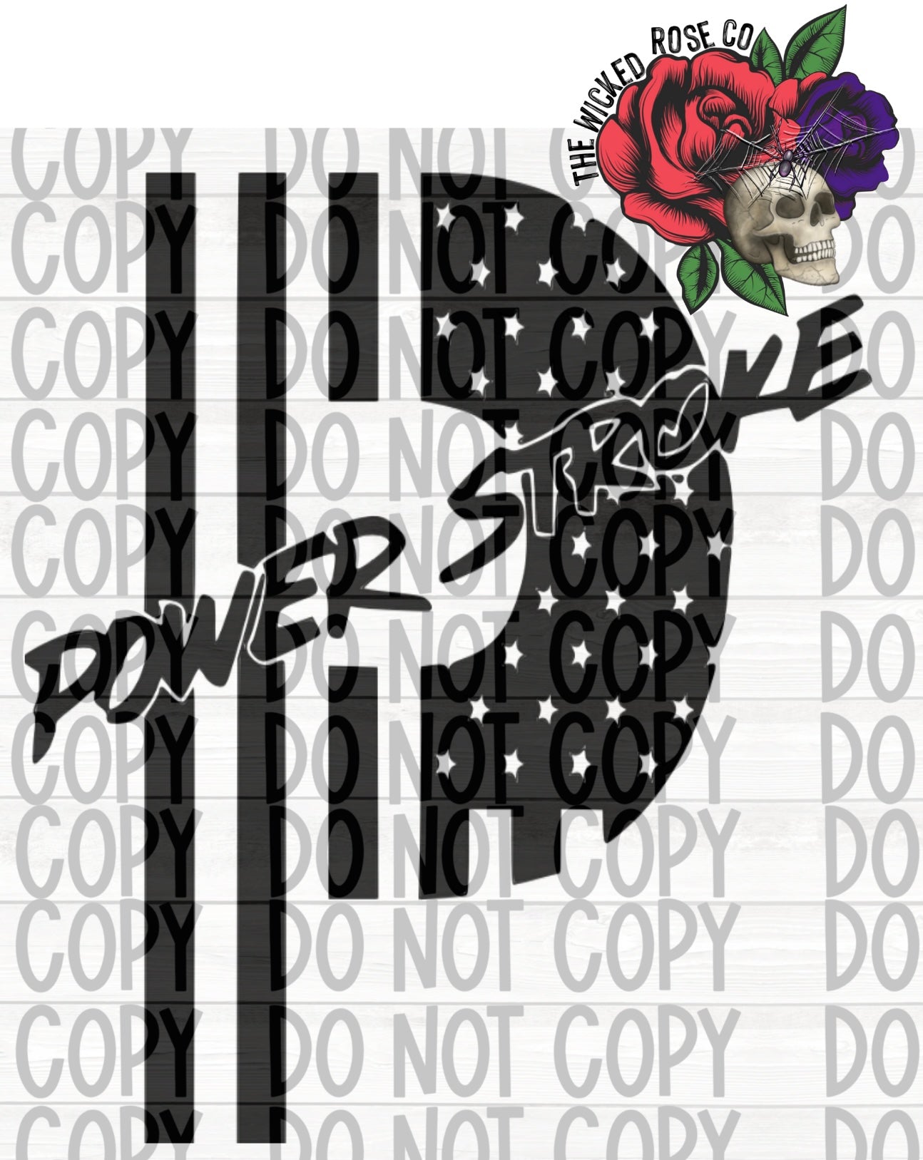 Powerstroke With Flag Vinyl Window Decal