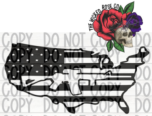 USA With Gun Vinyl Window Decal