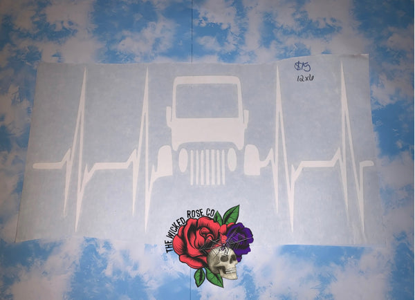 Heartbeat Jeep Vinyl Window Decal